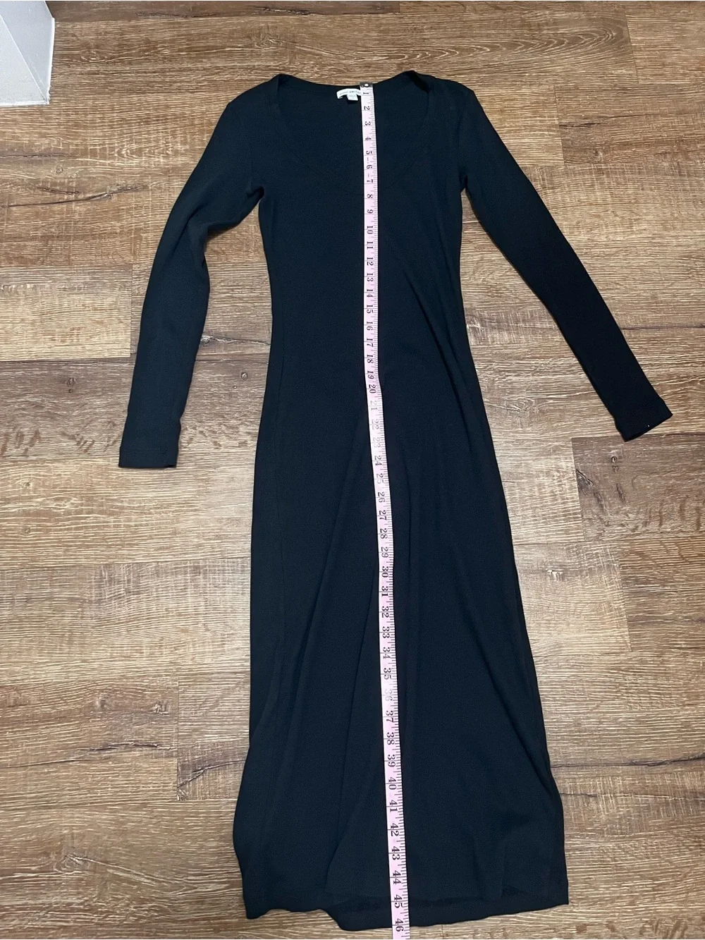 Standard James Perse Black Cotton Ribbed Midi Dress Size Small